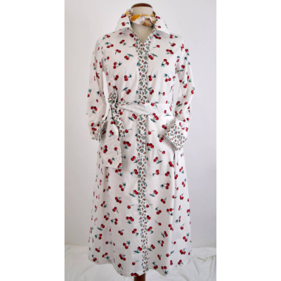 Damen Sommerkleid | Weiß mit rote Kirschen Motiv |