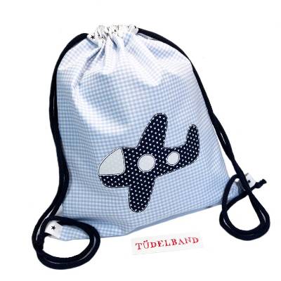 Turnbeutel Kinderturnbeutel ...Flugzeug... hellblau...dunkelblau... Stoffbeutel...Wäschesack