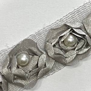 Rosen Tüllband, Borte, grau Bild 3