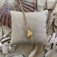 Muschel - Goldfarbene Halskette 60 cm aus Edelstahl mit Anhänger Muschel Bild 2