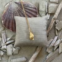 Muschel - Goldfarbene Halskette 60 cm aus Edelstahl mit Anhänger Muschel Bild 3