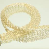 gestrickte bicolor Damen-Halskette aus Silber- und 24ct vergoldetem  Draht - bcd manufaktur Bild 2