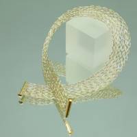 gestrickte bicolor Damen-Halskette aus Silber- und 24ct vergoldetem  Draht - bcd manufaktur Bild 7