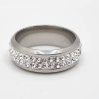 Ring Bandring Edelstahl mit Swarovski Kristallen - Handmade (SCR40) Bild 1