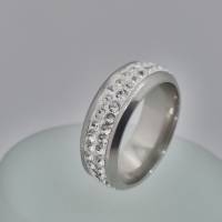 Ring Bandring Edelstahl mit Swarovski Kristallen - Handmade (SCR40) Bild 3