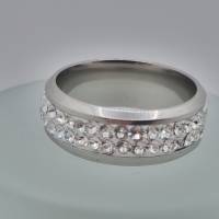 Ring Bandring Edelstahl mit Swarovski Kristallen - Handmade (SCR40) Bild 4