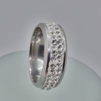 Ring Bandring Edelstahl mit Swarovski Kristallen - Handmade (SCR40) Bild 5