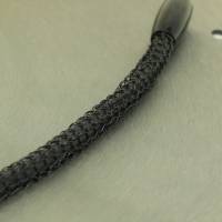 Lederschmuck in Schwarz - gehäkeltes Armband aus Draht mit innenliegendem Lederband Bild 3