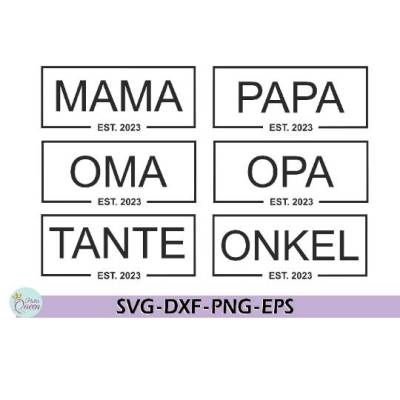 Mama Est. 2023 Svg Bundle , Digital Download, Papa, Oma, Opa, Tante, Onkel