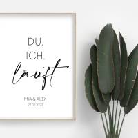 Datum Poster Hochzeit | Du. Ich. Läuft. | Personalisierung | Namen & Termin Bild 2