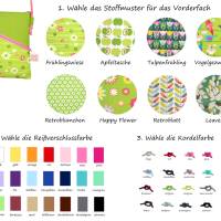 Handytasche zum Umhängen grün Mini Umhängetasche handmade aus Baumwollstoff 2 Fächer Farb- und Musterauswahl Bild 3