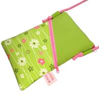Handytasche zum Umhängen grün Mini Umhängetasche handmade aus Baumwollstoff 2 Fächer Farb- und Musterauswahl Bild 5