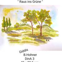 Aquarell original, "Raus ins Grüne",42x29,5 cm Bild 1