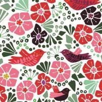 10 Postkarten Floral pattern botanical, mit Vögeln in Zweigen Bild 1