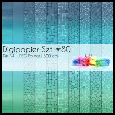 Digipapier Set #80 (blau, türkis & grün) abstrakte & geometrische Formen  zum ausdrucken, plotten & mehr