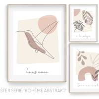 Boho Poster in sanften Farben | abstrakte Motive | Vogel | Blumen | Regenbogen | Strand | French Style Bild 2