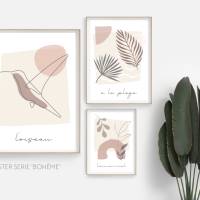 Boho Poster in sanften Farben | abstrakte Motive | Vogel | Blumen | Regenbogen | Strand | French Style Bild 3