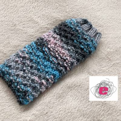 Handytasche , Iphonehülle, Handysocke gestrickt, grau, rosa, Größe L - Universal