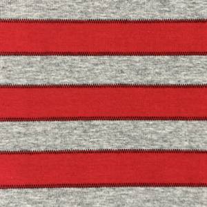 Jersey Streifen mit Punktlinie rot/grau Bild 1