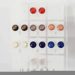 7mm Edelstahl Cabochon Ohrstecker, schimmernd, rot, braun, blau, rosa, weiß Bild 1