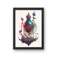 Digitaler Download Motiv "Watercolor Bottled Rose" Sublimation png 300dpi Kunstdruck Fantasy Bild 3