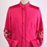 Festliche Damen Bluse im besonderen Stil aus Pinke Spitzen Bild 1