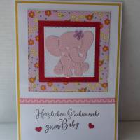 Glückwunschkarte zur Geburt,Elefant Bild 1