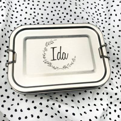 Brotdose Blumenkranz personalisiertes Geschenk Edelstahl 