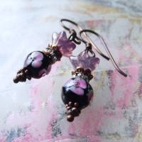 Blüten Ohrringe Violett Opal - hypoallergene Niob Ohrhänger Bild 1