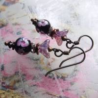 Blüten Ohrringe Violett Opal - hypoallergene Niob Ohrhänger Bild 8