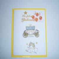 Glückwunschkarte zur Hochzeit, Klappkarte mit Kuvert, "Herzlichen Glückwunsch" Luftballons, Kutsche und Sektgläs Bild 2