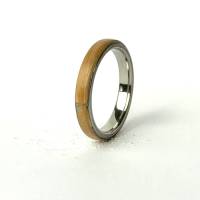 #145 Gr. 64 Bentwood Ring Olive Edelstahl Holz Bild 1