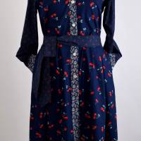 Damen Sommerkleid | Motiv Kirschen in Nachtblau | Bild 1