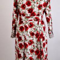 Damen Sommerkleid | Motiv Rote Rosen in Wollweiß + rot | Bild 3