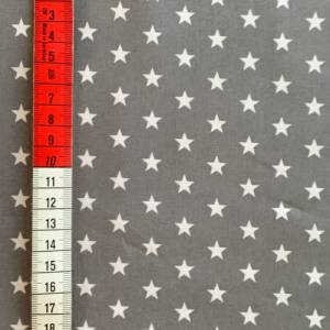 Baumwolle/Webware Petit Stars weiß auf grau, 1cm Bild 3