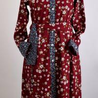 Damen Sommerkleid | Motiv Blumenwiese in Bordeaux | Bild 1