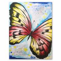 Schmetterling Butterfly Mixed Media handgemalt - Einzelstück, 40x30cm Bild 1