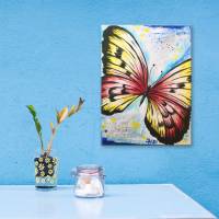 Schmetterling Butterfly Mixed Media handgemalt - Einzelstück, 40x30cm Bild 2