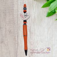 Kugelschreiber "Beste Oma der Welt" in Orangeglitzer mit Ersatzmine Bild 1