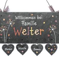 Türschild aus Schiefer für Familien personalisiert mit Namen. Schieferschild, Haustürschild, Familienschild. Bild 1