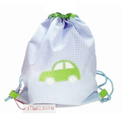 Turnbeutel Kinderturnbeutel ...Auto... hellblau...grün... Stoffbeutel...Wäschesack