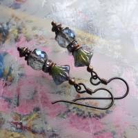Ohrringe Wasserlilie Art Déco mit böhmischen Glasperlen - hypoallergene Niob Ohrhänger Bild 6