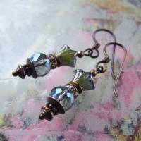 Ohrringe Wasserlilie Art Déco mit böhmischen Glasperlen - hypoallergene Niob Ohrhänger Bild 7