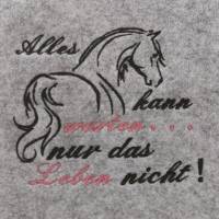 bestickte Kosmetiktasche hell - Pferd + Spruch Bild 2