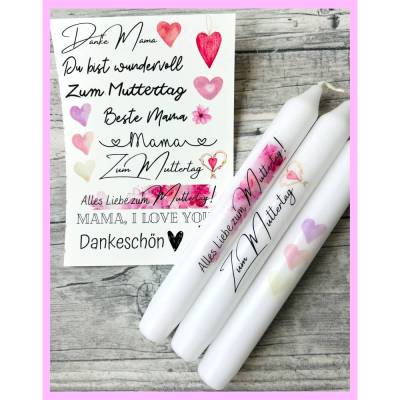 Kerzentattoo MUTTERTAG, A6, Wasserschiebefolie, Kerzenfolie, Kerzensticker, Tattoofolie, Kerzen beschriften, Mutti, Mama