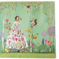 Postkarte Geburtstagkarte Frau mit Blumenstrauß Glitterpostkarte Bild 1