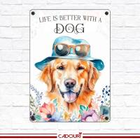 Hundeschild LIFE IS BETTER WITH A DOG mit Golden Retriever Bild 2