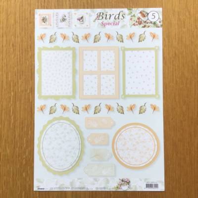 3 D Bastelbogen Vögel zum Gestalten von Glückwunschkarten, DIN A 4 Bogen, Passepartouts