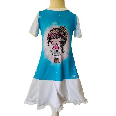 Kleid mit Farbauswahl und Armlängenauswahl- Sommerkleid Rüschenkleid für Mädchen in verschiedenen Größen