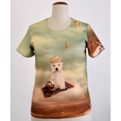 Damen T-Shirt Motiv fliegender Hund